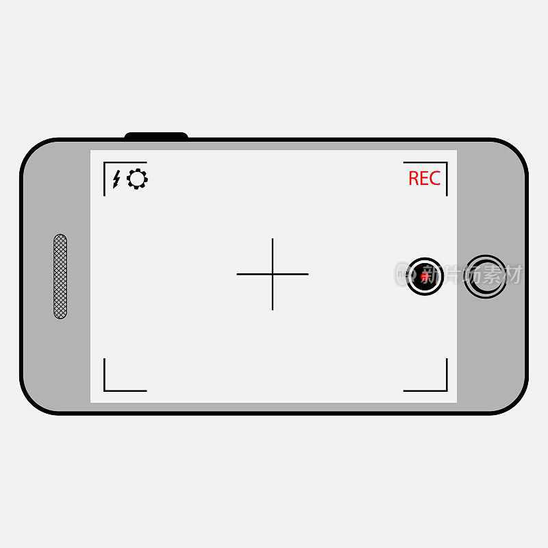 Camera screen phone. Smartphone camera interface vector template. Photo, video recording screen. Mobile with camera application. User interface of camera viewfinder